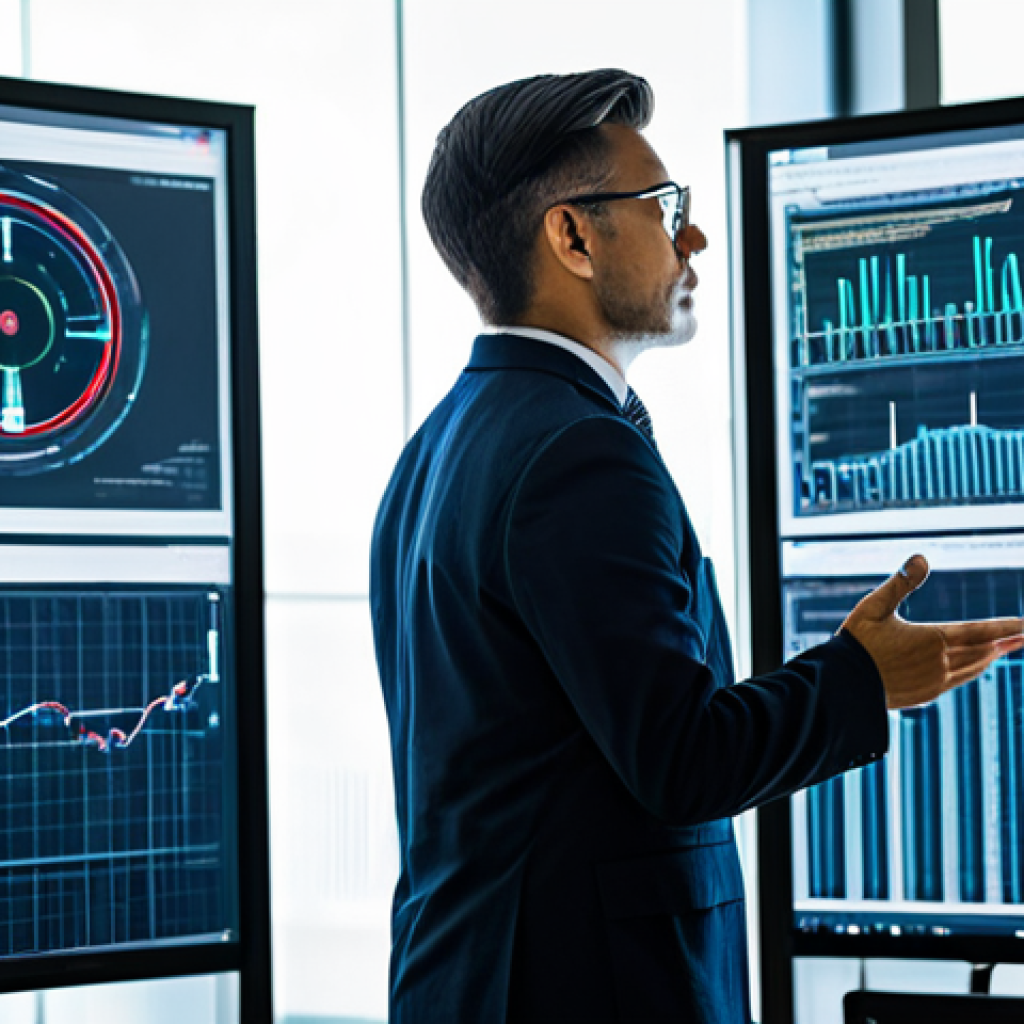 A professional cybersecurity expert, fully clothed in a modest business suit, intently monitoring complex network security diagrams on large screens in a modern, well-lit healthcare IT operations center. The atmosphere is professional and focused, highlighting vigilance against digital threats. The image is safe for work, appropriate content, professional, perfect anatomy, correct proportions, natural pose, well-formed hands, proper finger count, natural body proportions, high quality photography.